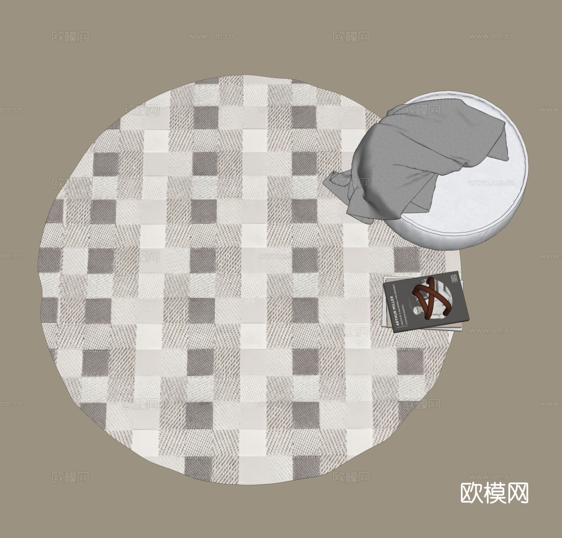 现代圆形地毯su模型下载（渲染图1）