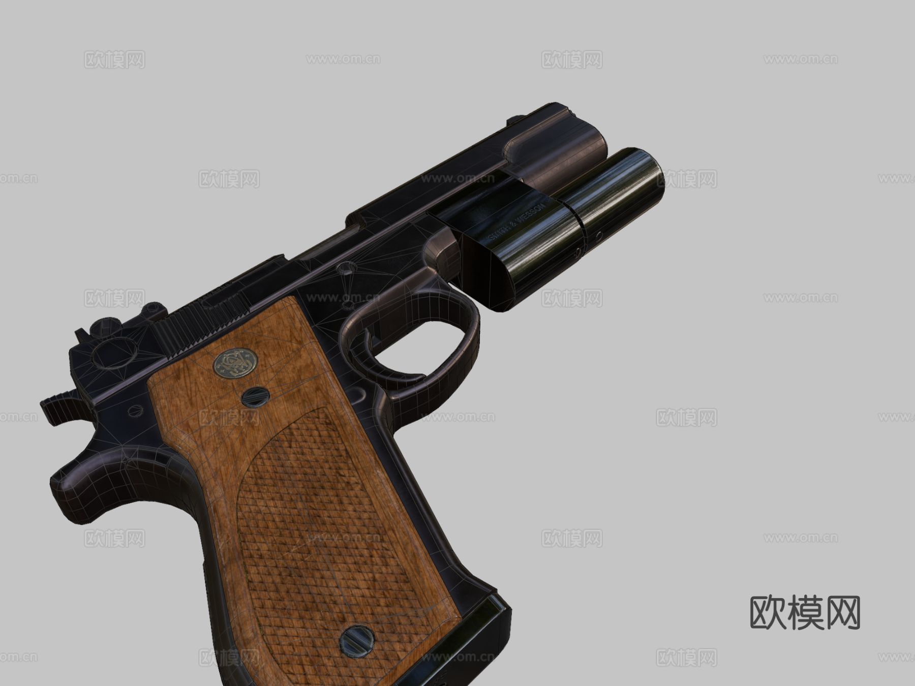 手枪su模型下载（渲染图2）