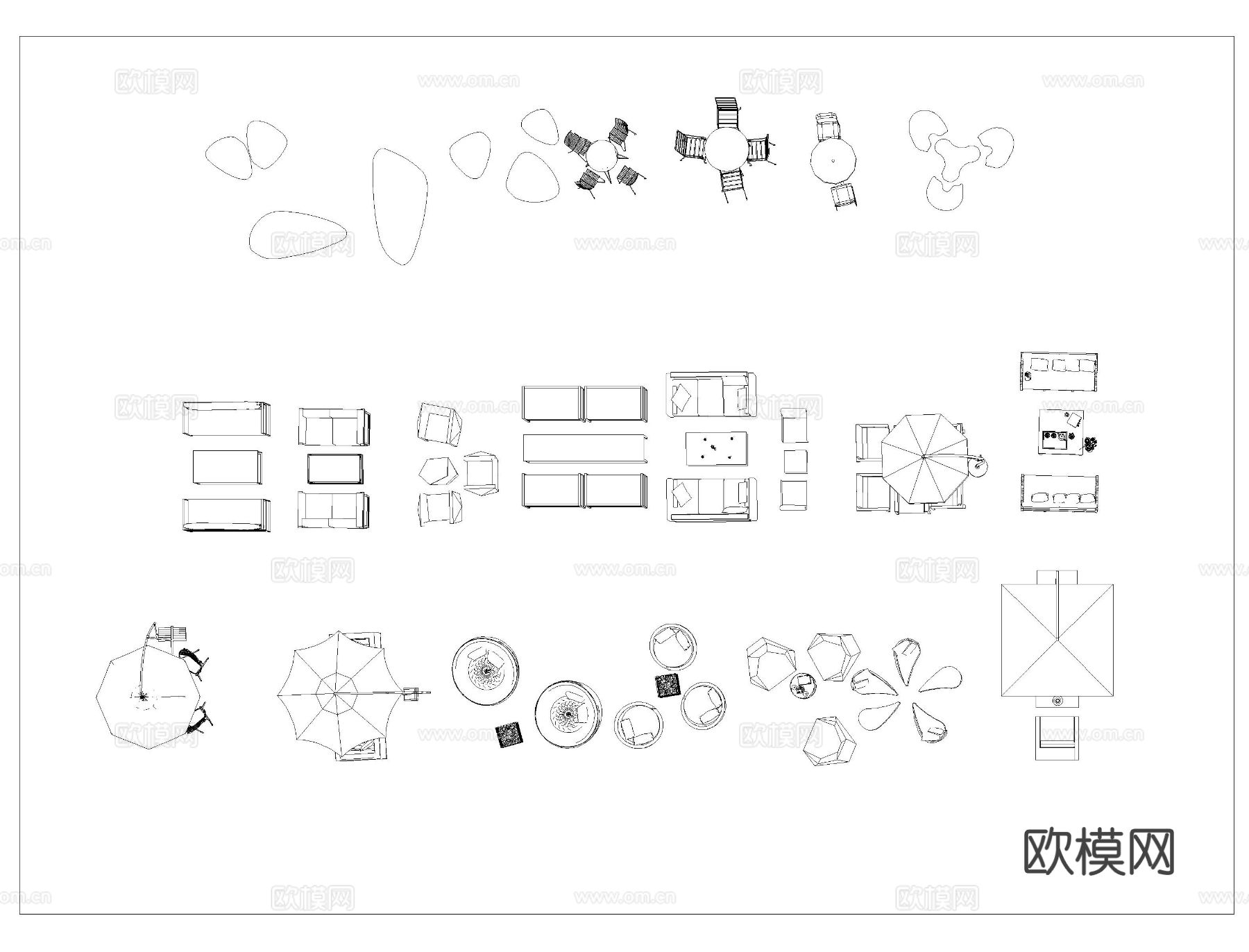 户外家具cad平面图库
