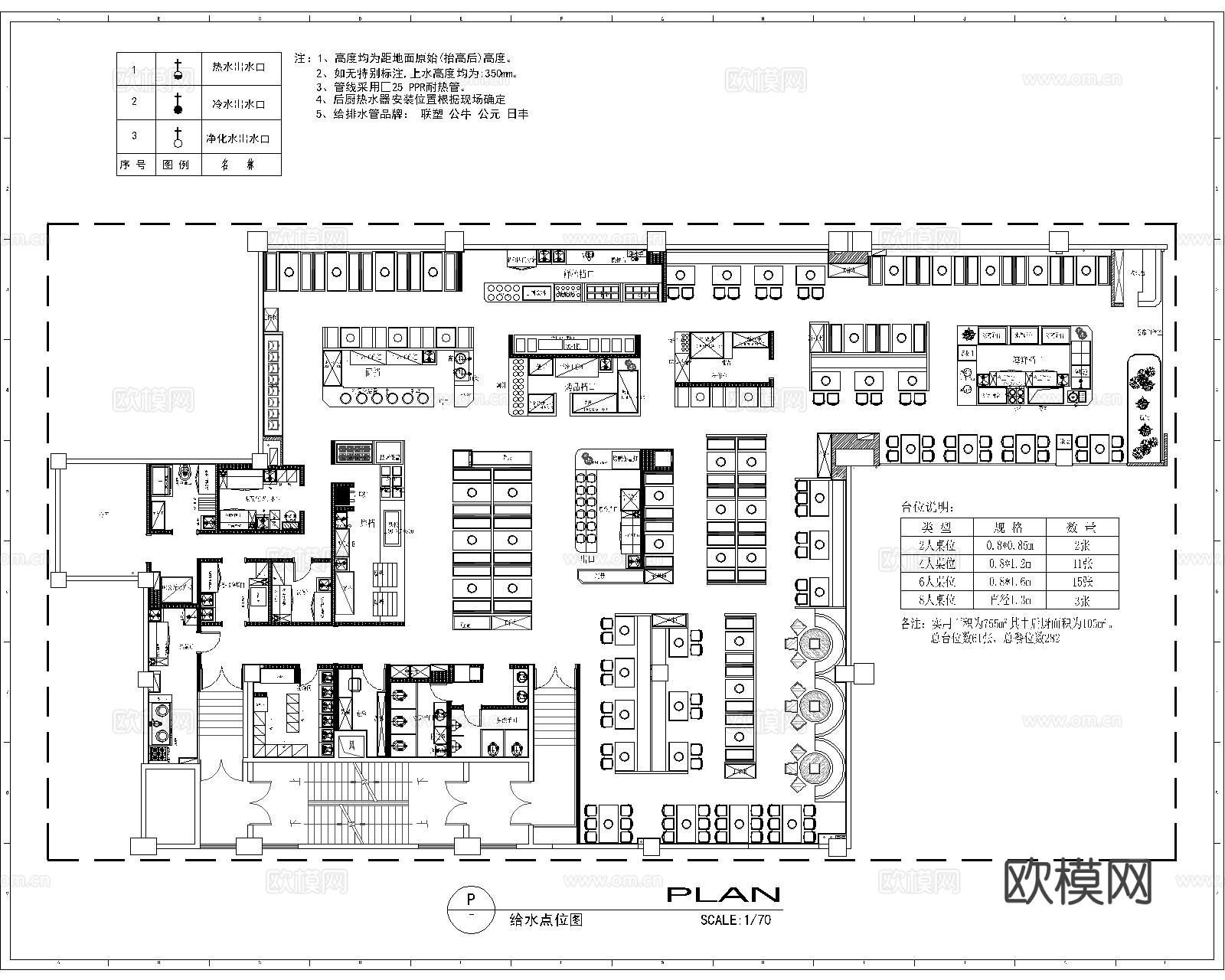 自助餐厅CAD施工图下载（渲染图5）