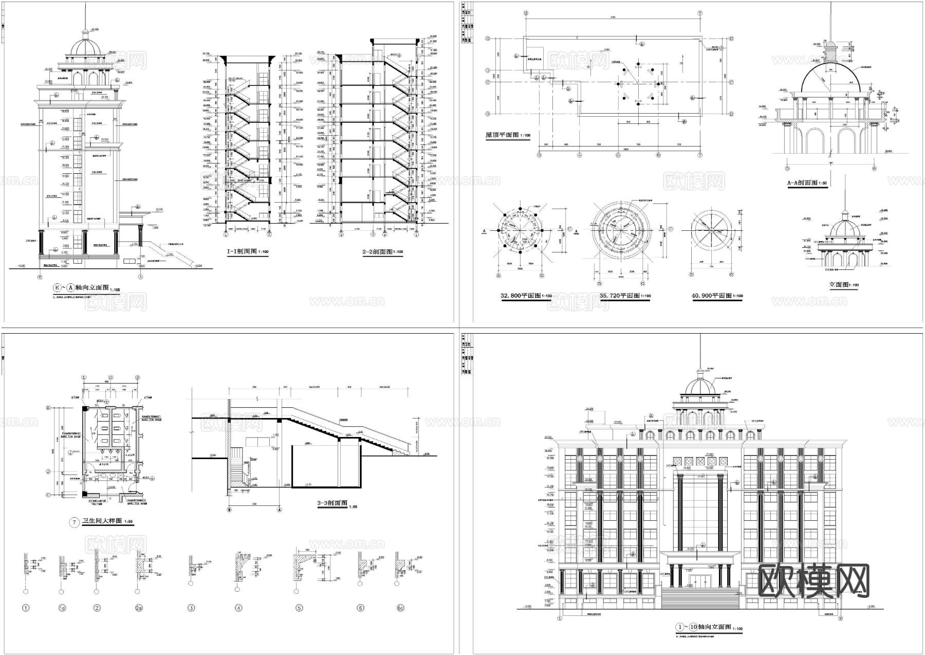 欧式办公楼建筑CAD立面图下载