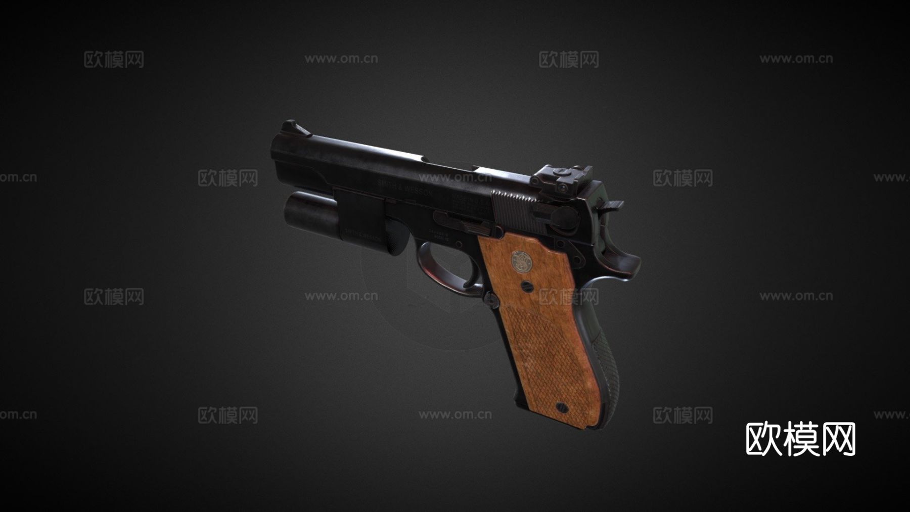 手枪su模型下载（渲染图4）
