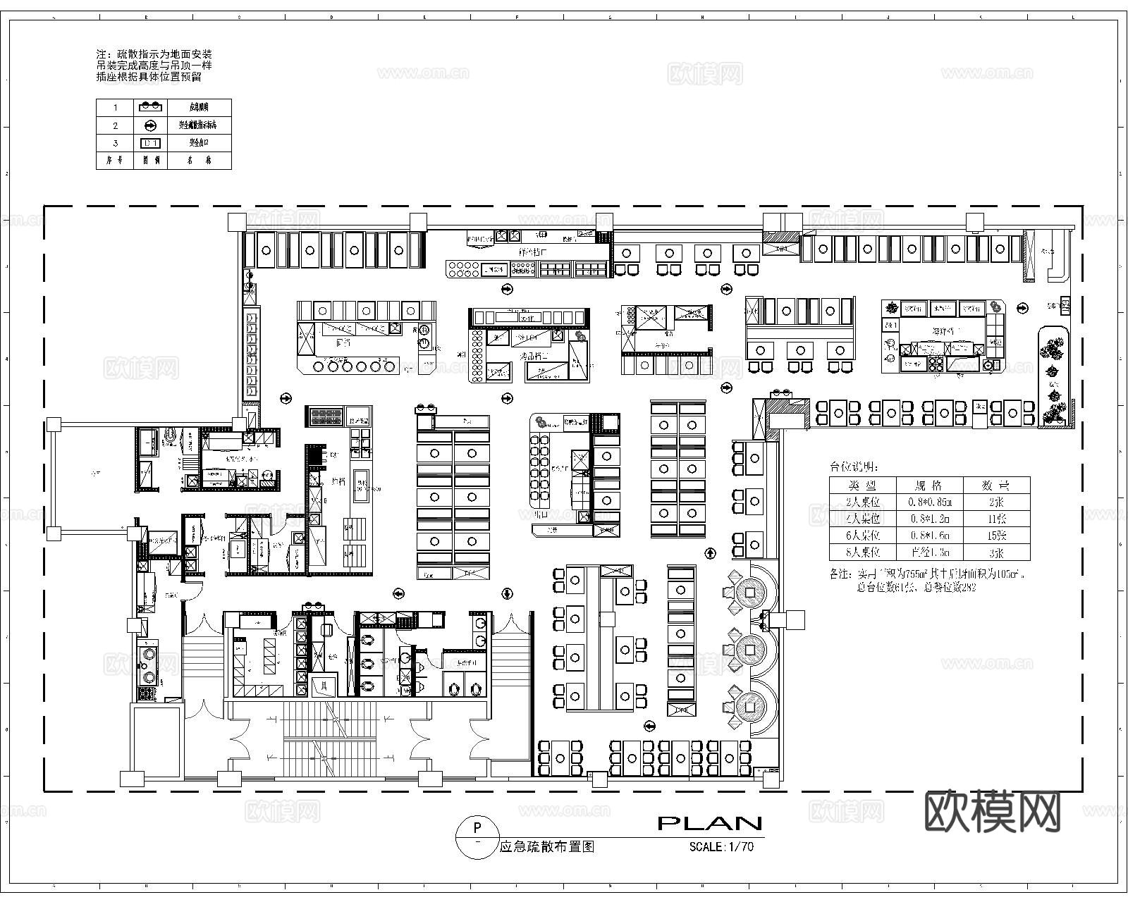 自助餐厅CAD施工图下载（渲染图7）