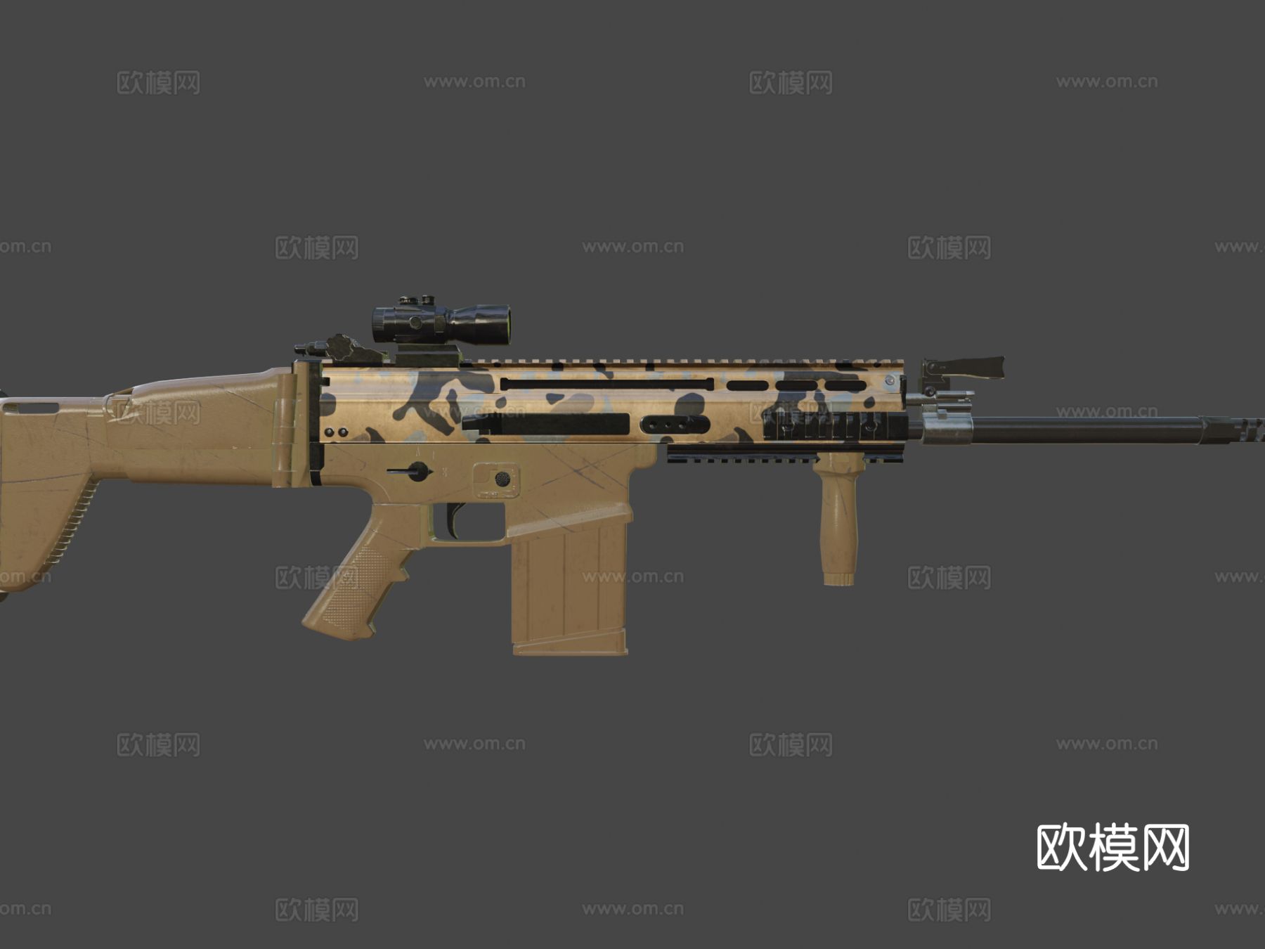 步枪 瞄准镜和握把su模型下载（渲染图7）