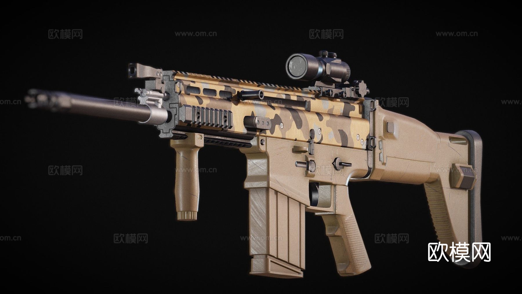 步枪 瞄准镜和握把su模型下载（渲染图2）