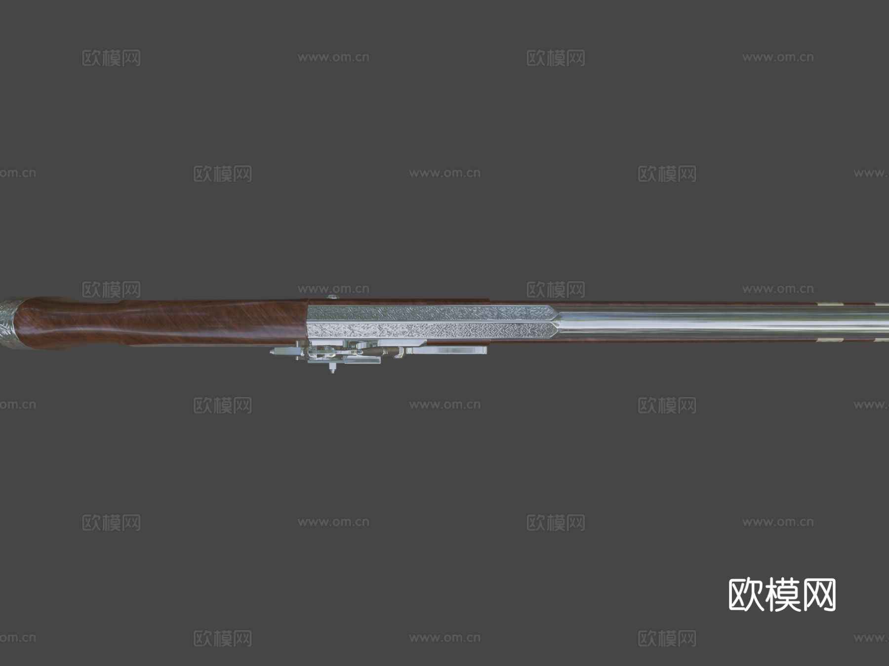 世纪轮锁手枪 短枪 枪械su模型下载（渲染图6）