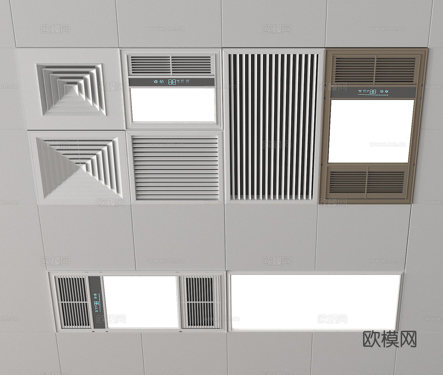 浴霸风暖机 平板灯 排气扇3d模型