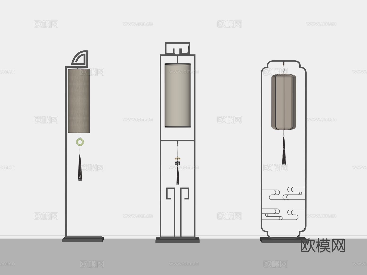 新中式落地灯su模型