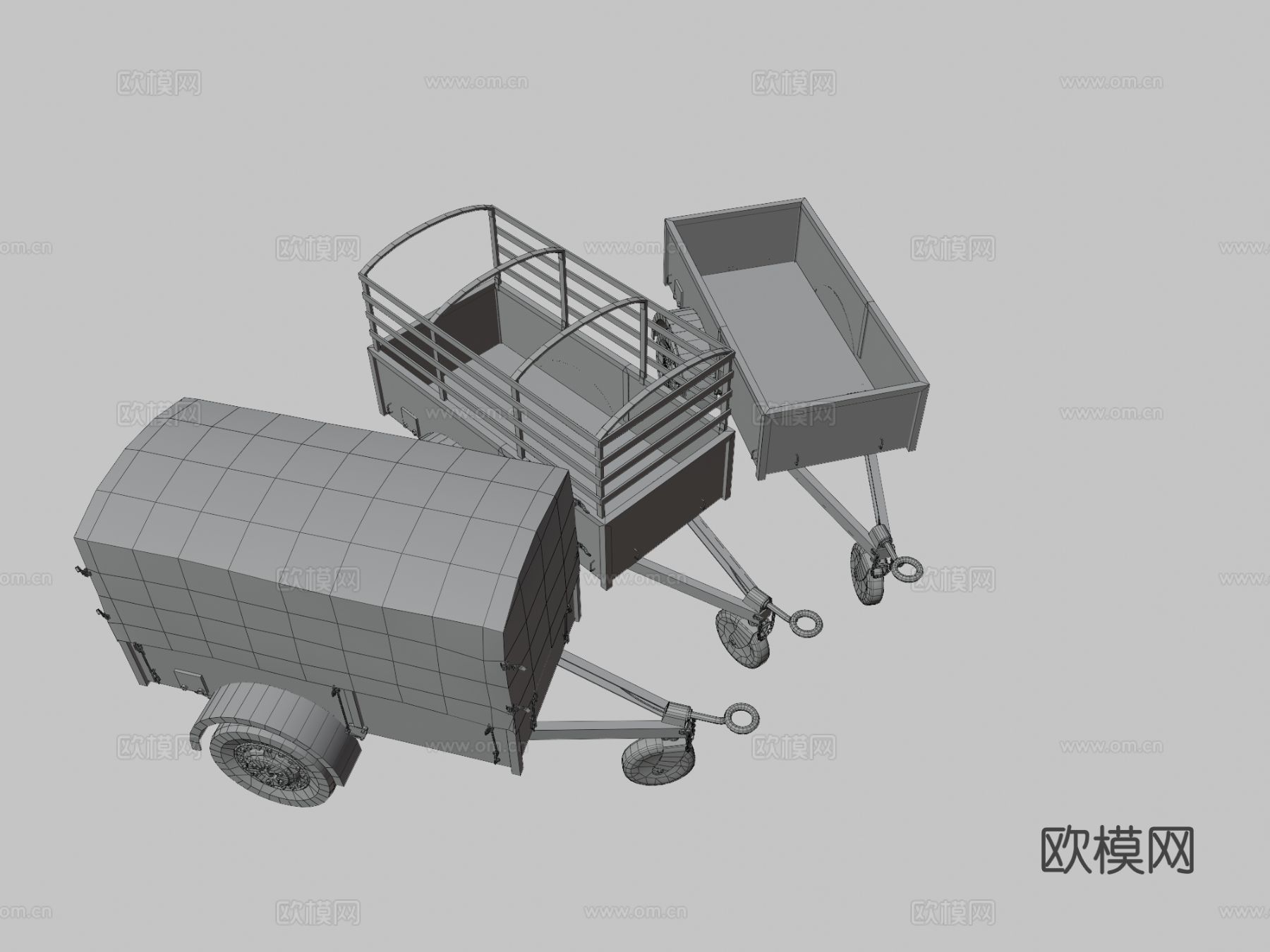 班塔姆T6拖车 手推车su模型