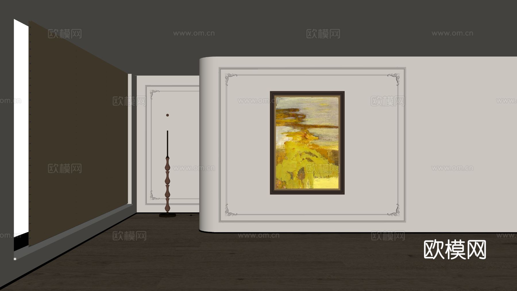 美式装饰画 油画 挂画su模型下载（渲染图1）