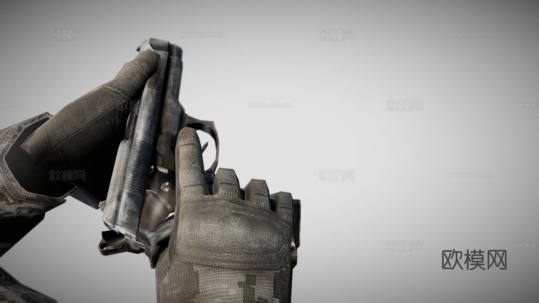 枪械 M9手枪 枪支su模型下载（渲染图2）