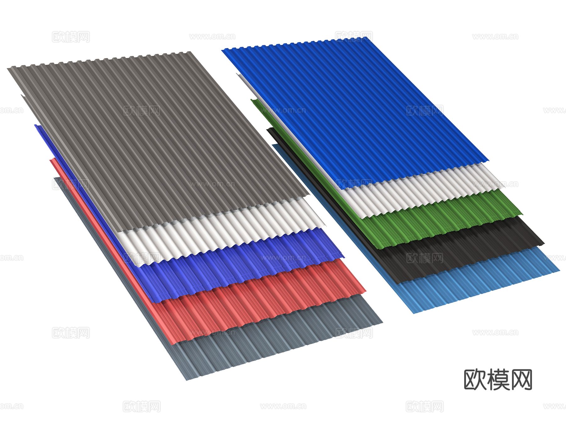 彩钢瓦 铁皮瓦 铁板瓦su模型下载（渲染图2）