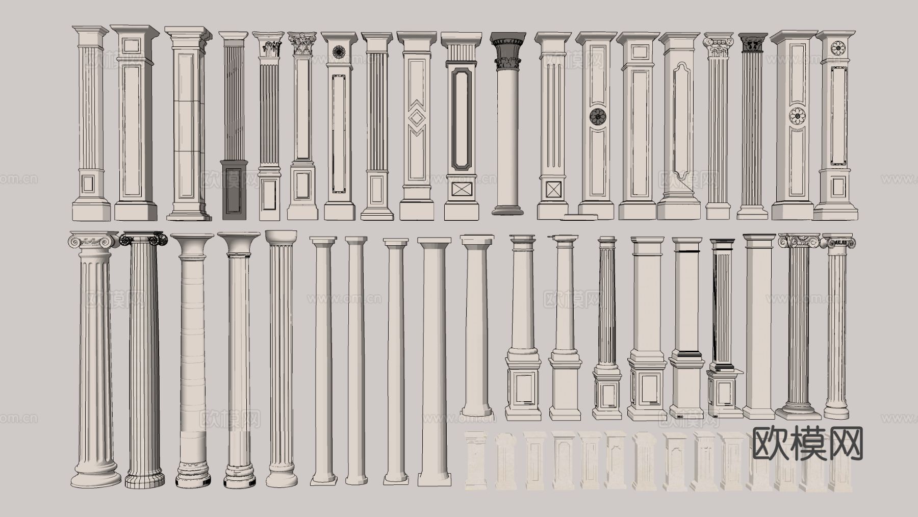 欧式柱子 罗马柱 造型柱 石膏柱su模型
