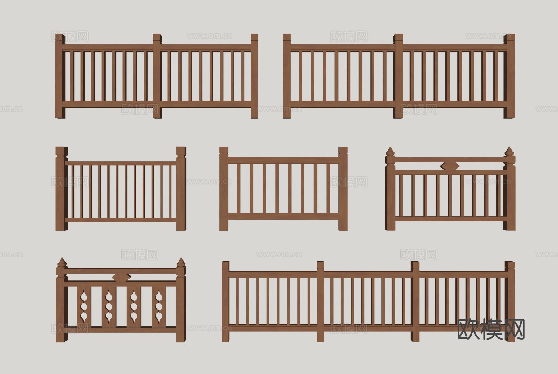 木栏杆 护栏 围栏 栅栏su模型