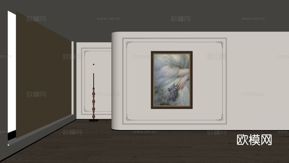 美式装饰画su模型下载(渲染图1)