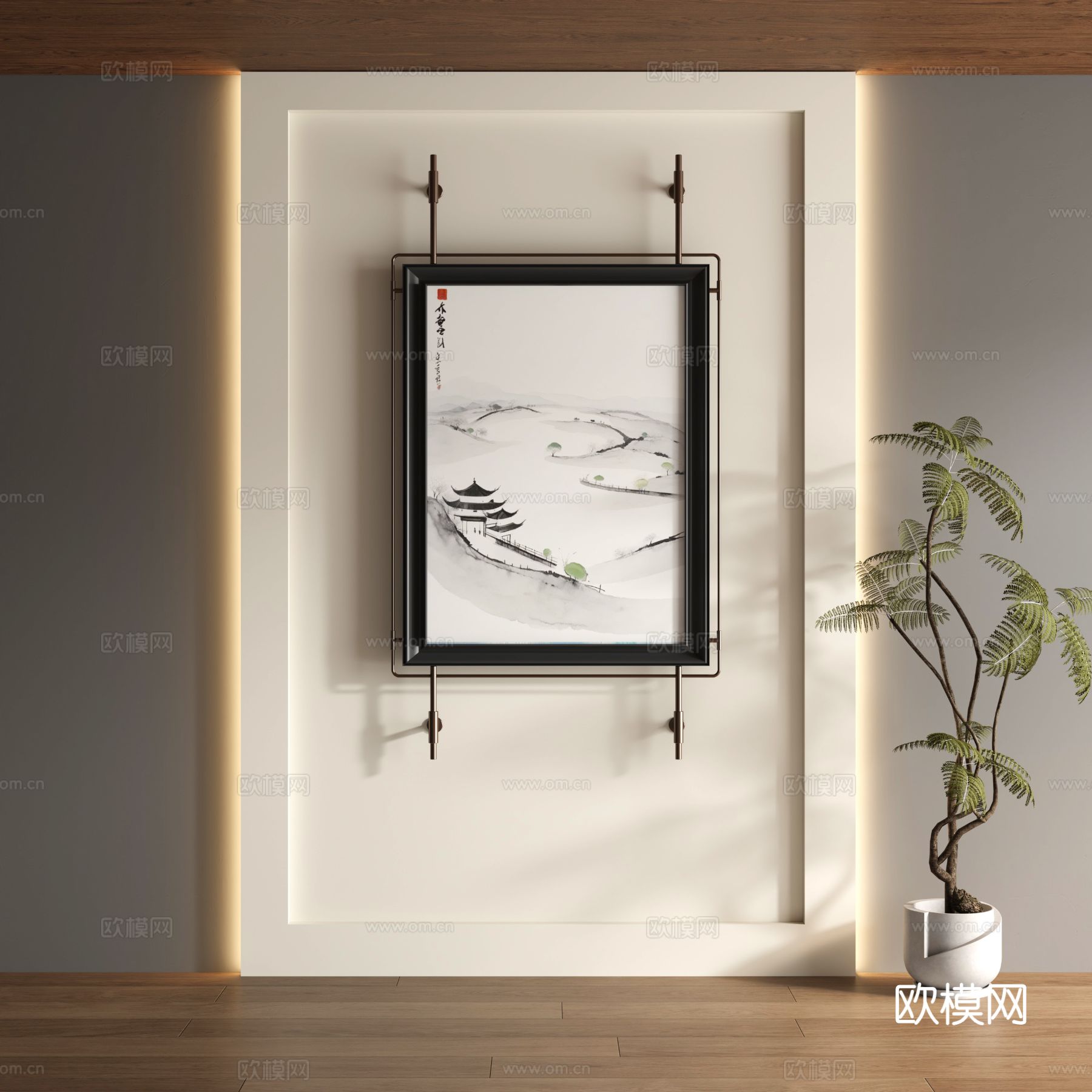 新中式装饰画 禅意挂画 水墨画3d模型