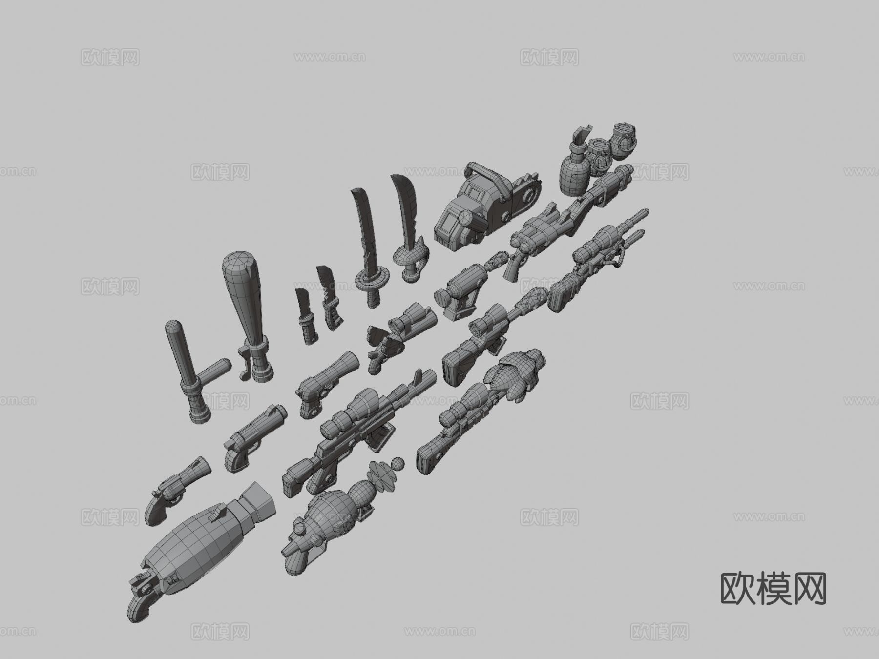 游戏武器包 科幻枪支su模型