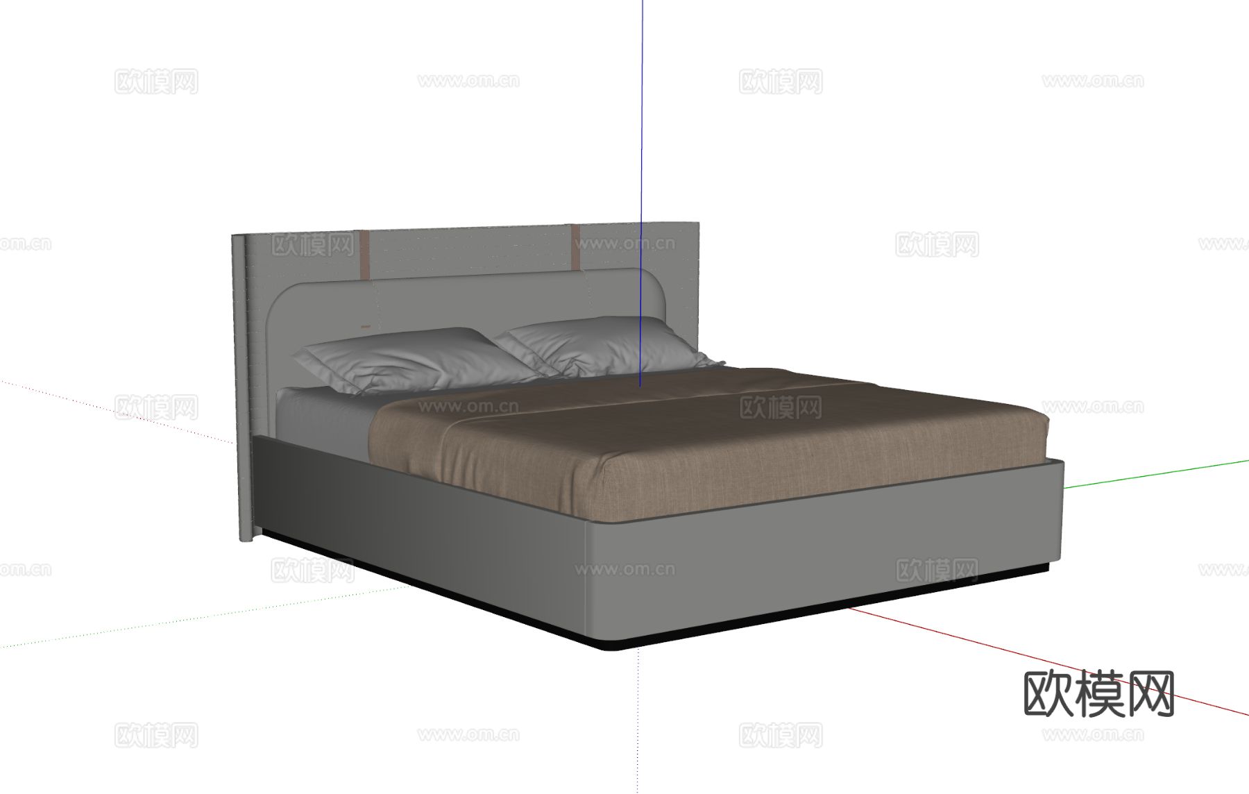 现代简约双人床su模型