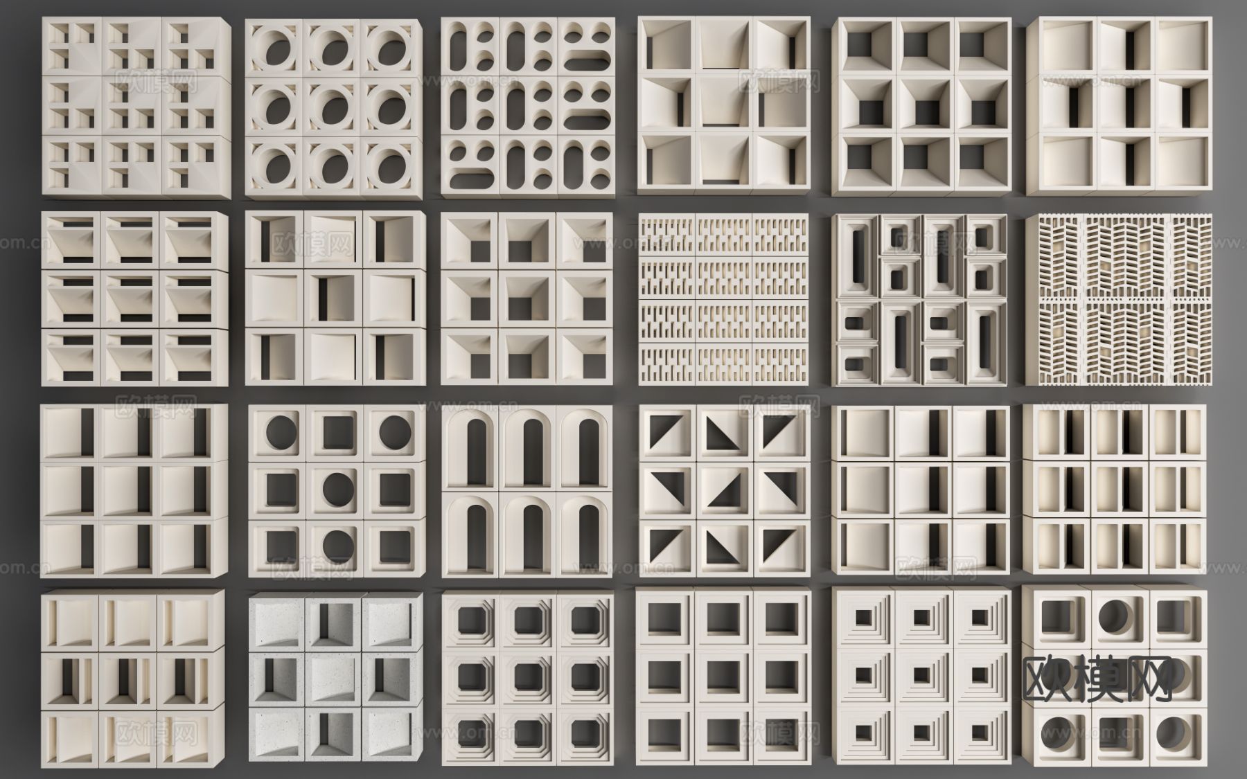 现代预制砖墙 水泥砖墙 水泥砖隔断su模型下载（渲染图2）