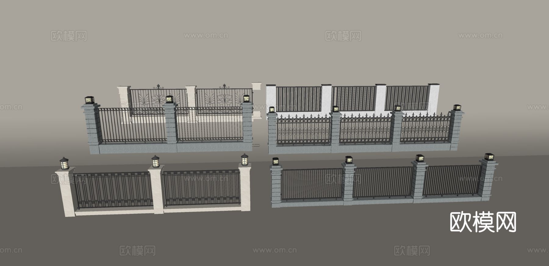 铁艺围栏 栅栏 护栏隔断su模型
