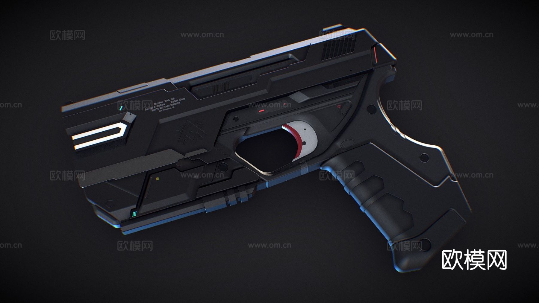 SA手枪 短枪 枪支su模型下载（渲染图2）