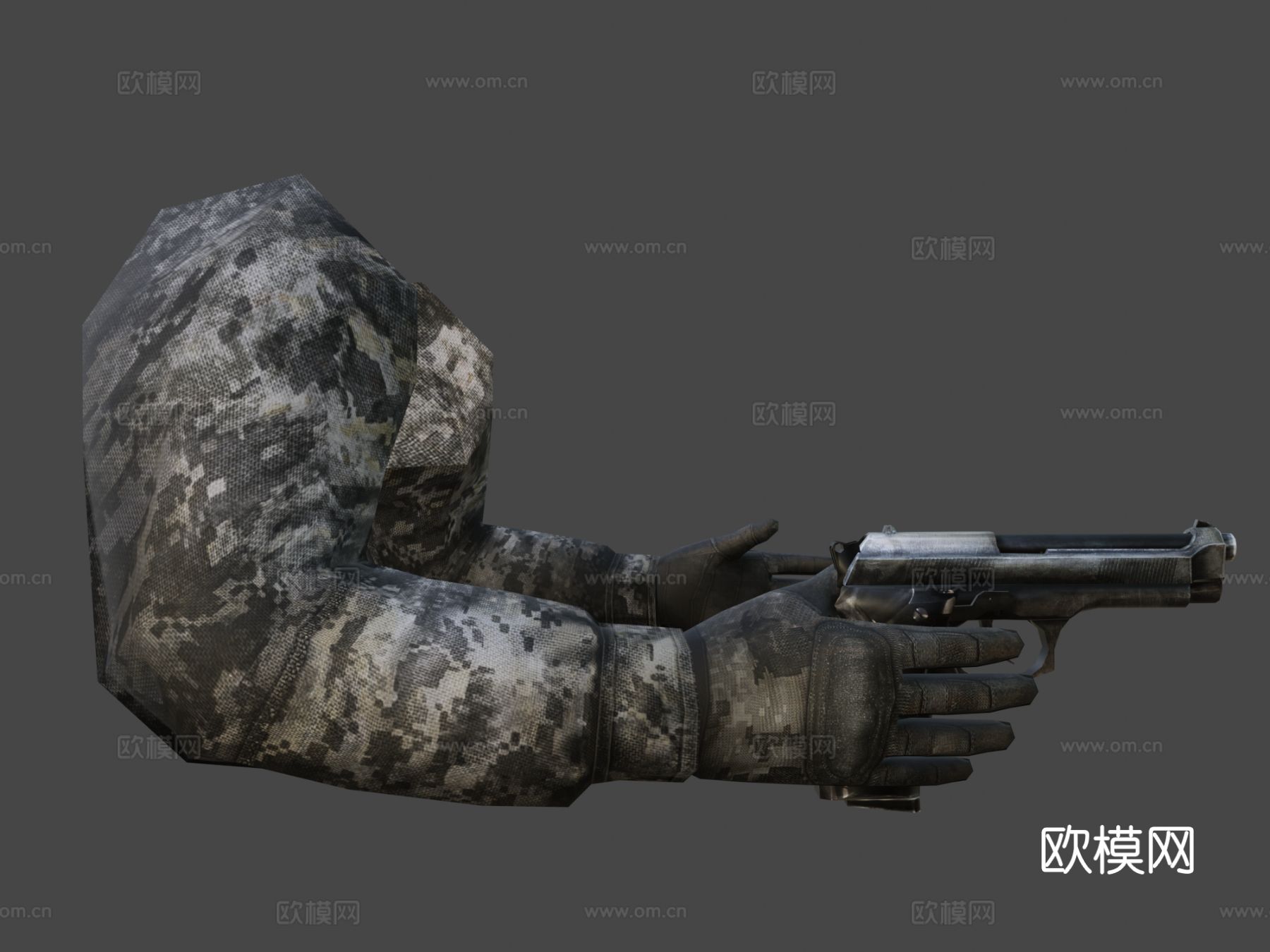 枪械 M9手枪 枪支su模型下载（渲染图4）