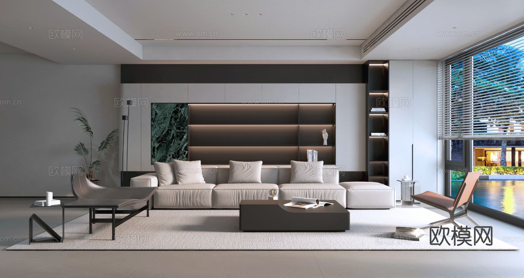 现代客厅3d模型下载