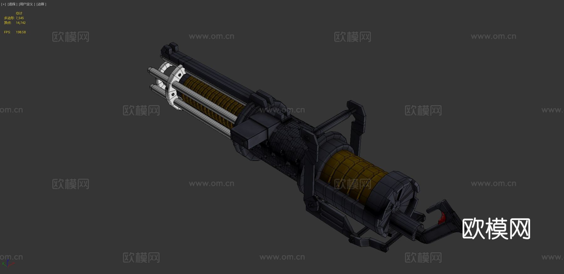 旋转爆破炮弹 榴弹发射器su模型