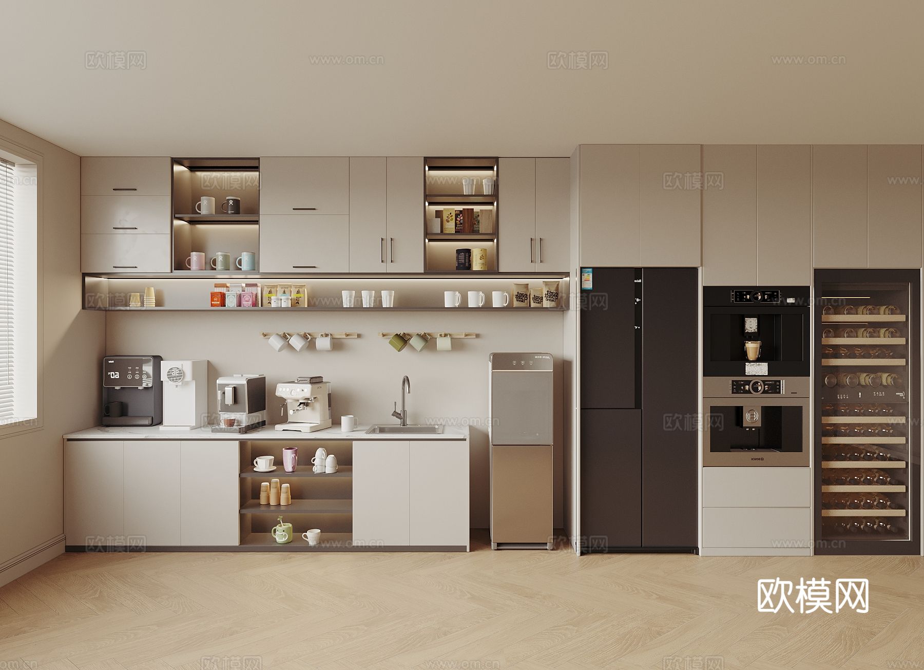 现代茶水间3d模型下载