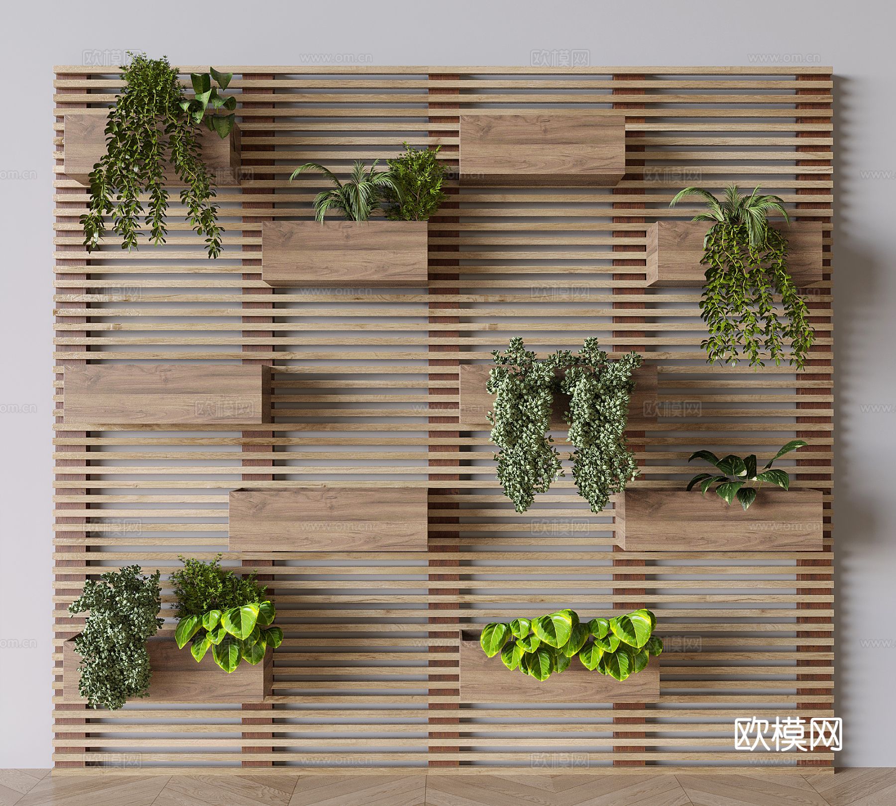 现代绿植 植物墙3d模型