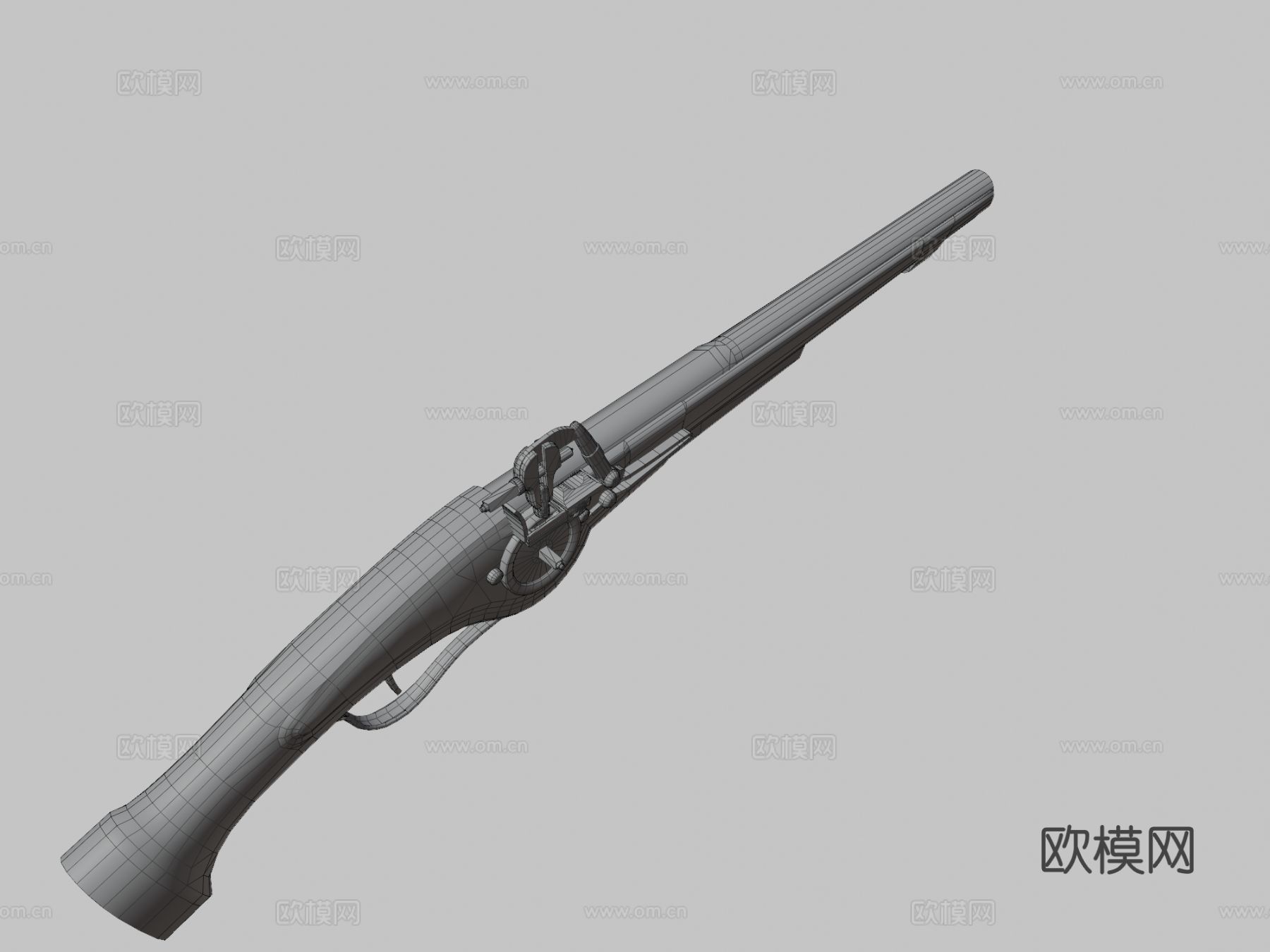 世纪轮锁手枪 短枪 枪械su模型下载（渲染图3）