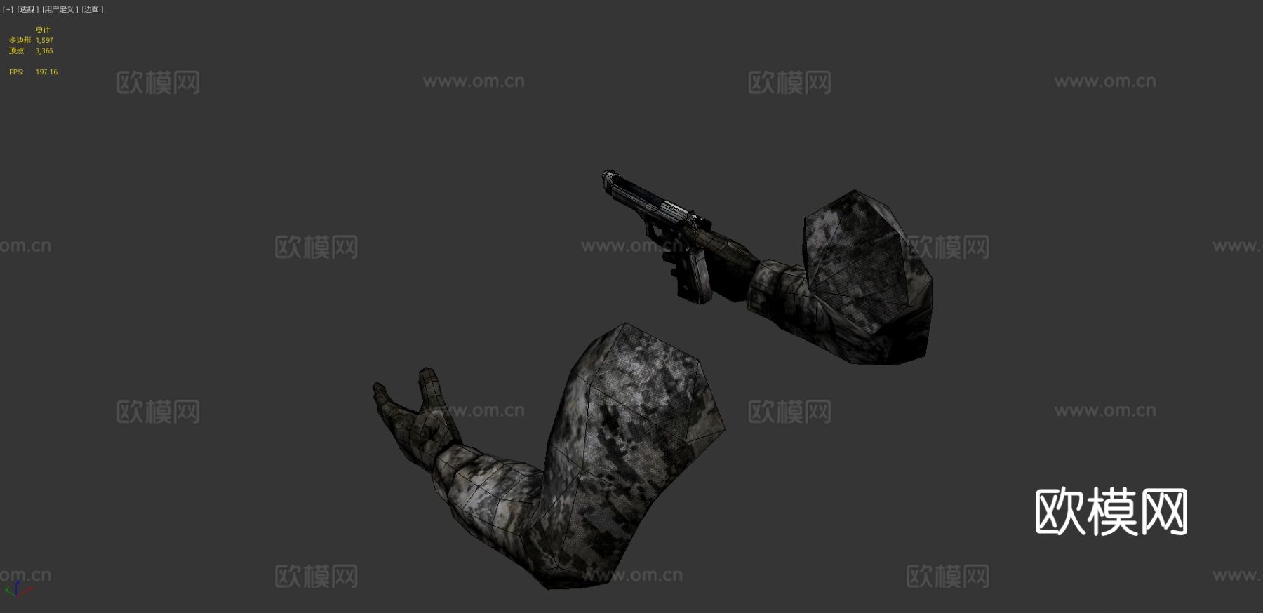 枪械 M9手枪 枪支su模型下载（渲染图3）