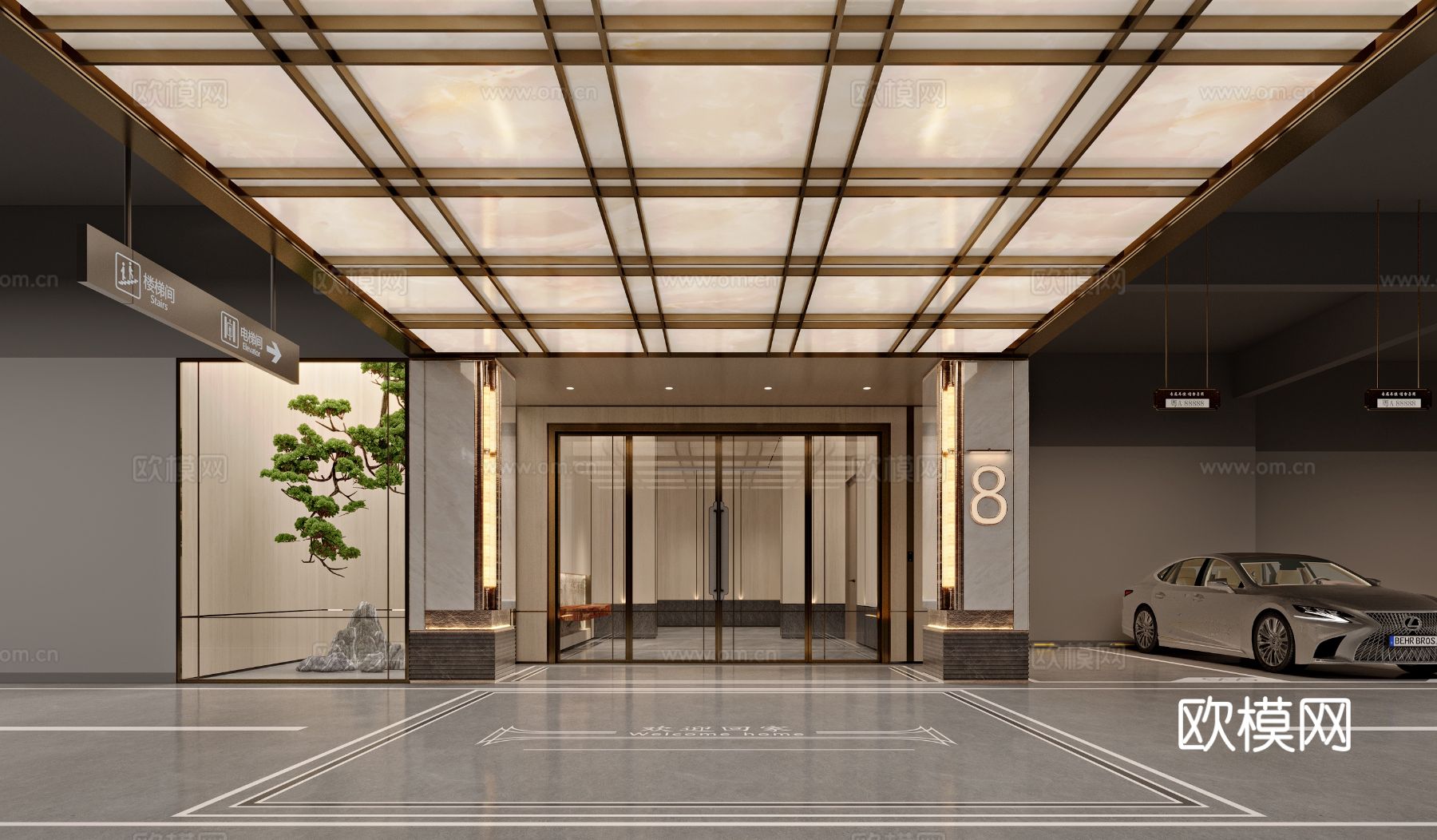 现代地下停车场su模型