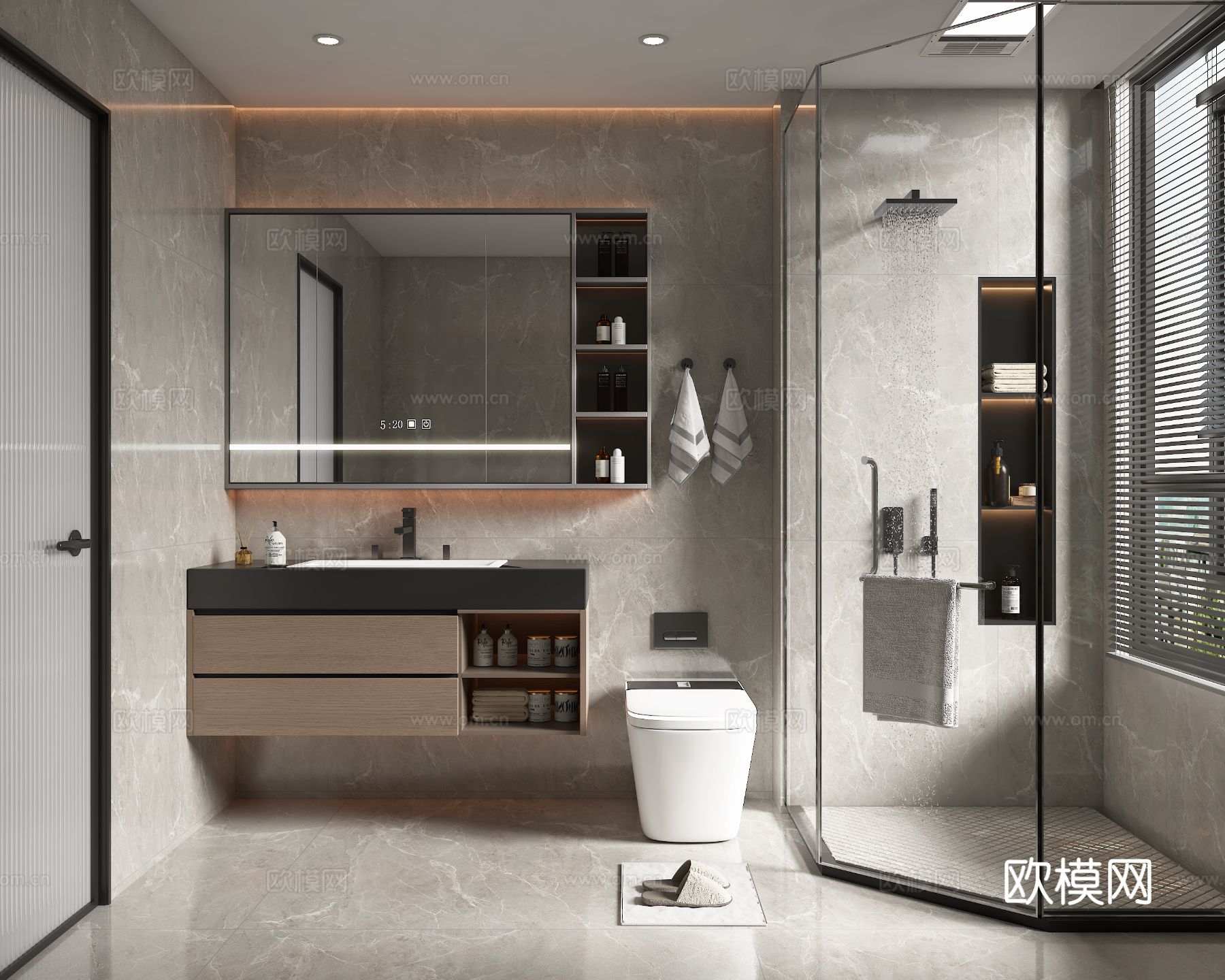 现代卫生间 浴室su模型下载（渲染图2）