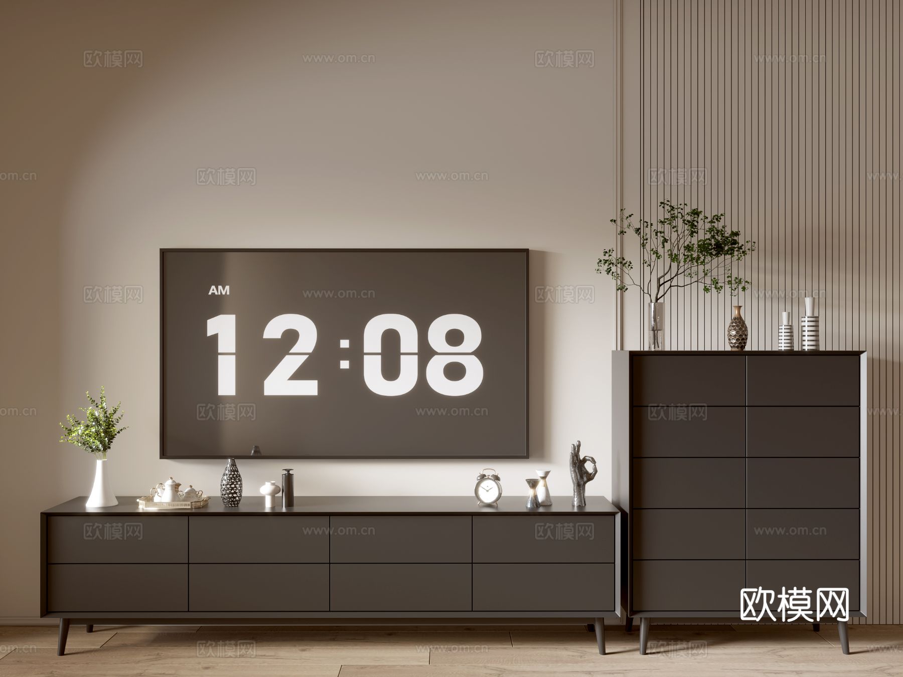 现代电视柜3d模型下载