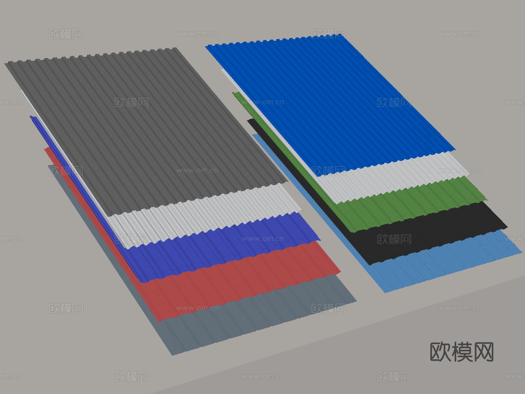 彩钢瓦 铁皮瓦 铁板瓦su模型下载（渲染图1）
