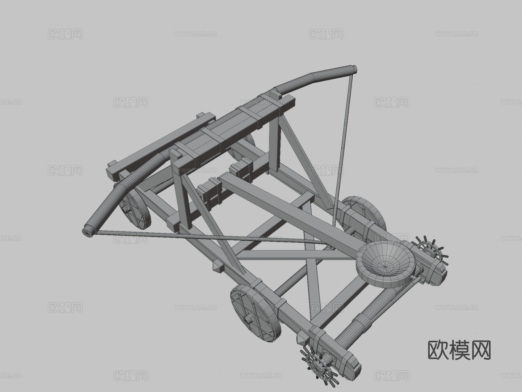 中世纪弹射器 投石车 攻城车su模型