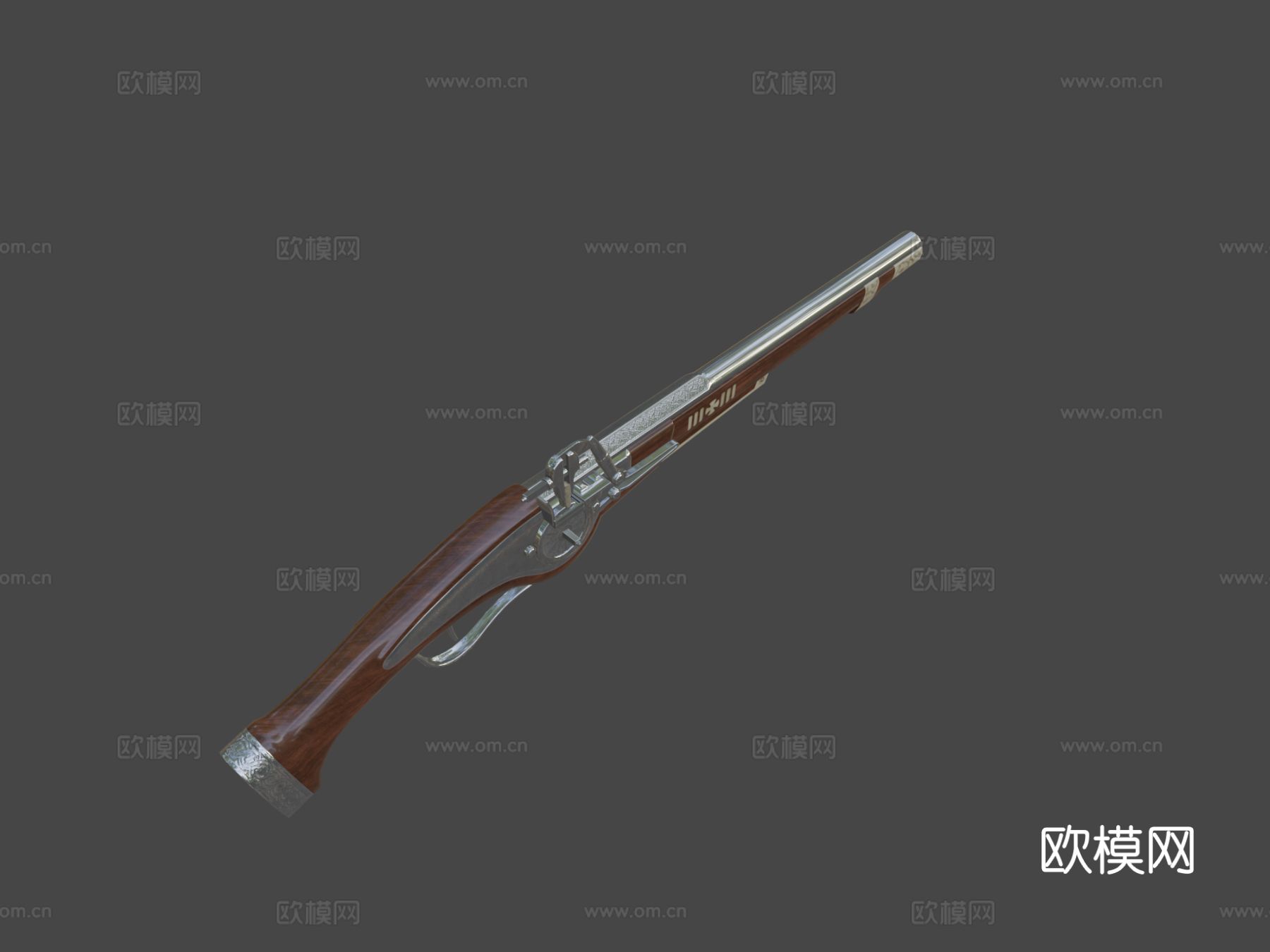 世纪轮锁手枪 短枪 枪械su模型下载（渲染图5）