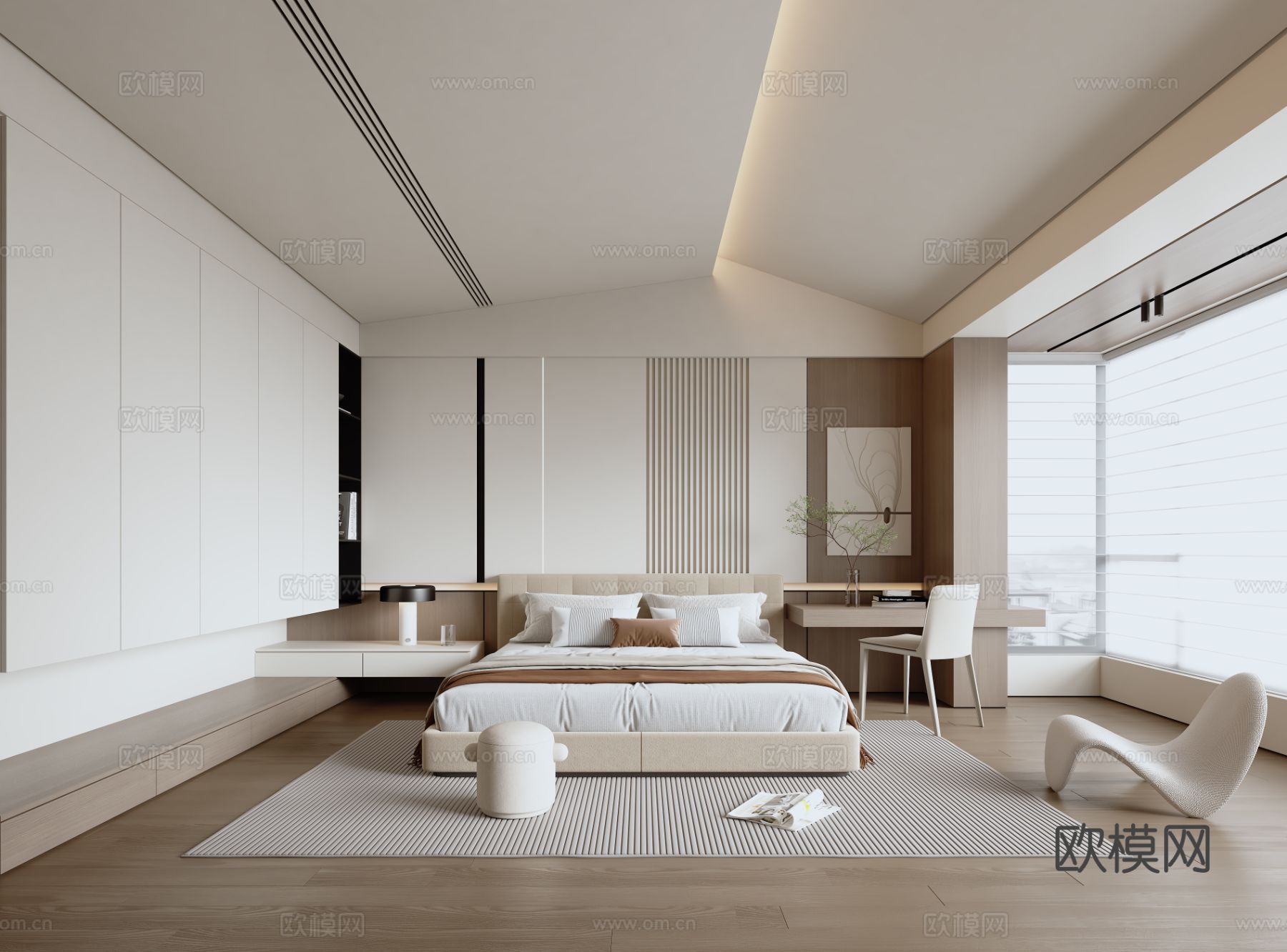 现代卧室 主卧3d模型下载