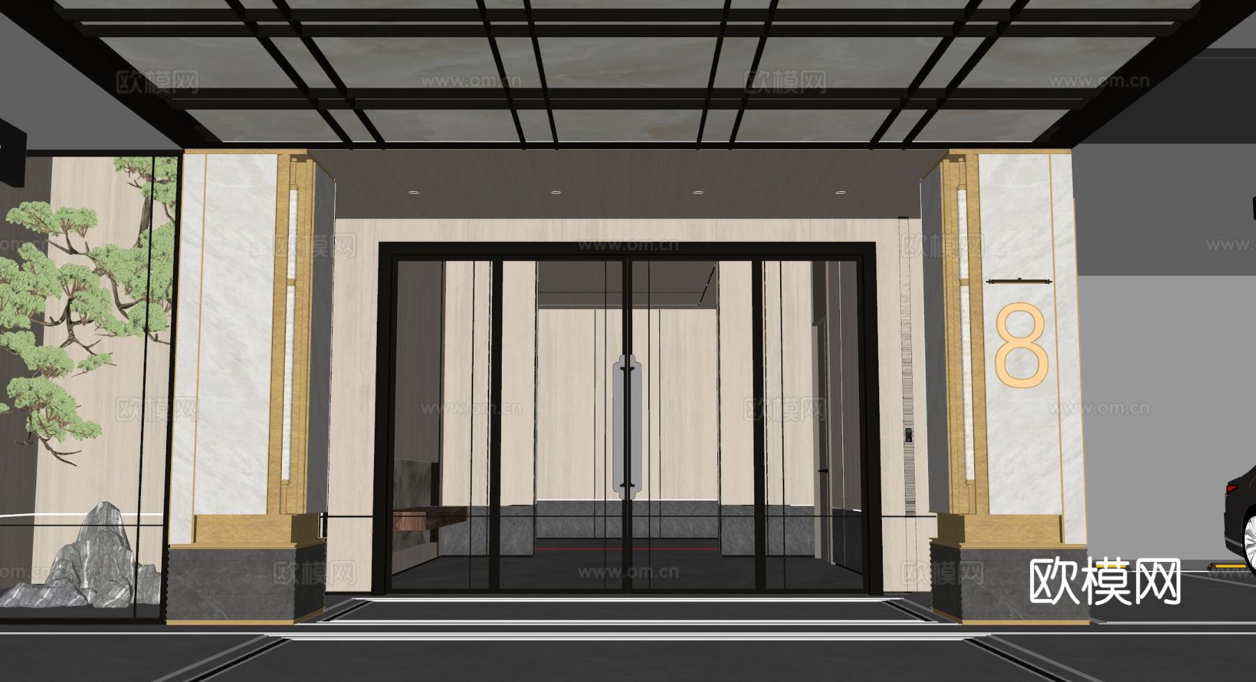 现代地下停车场su模型