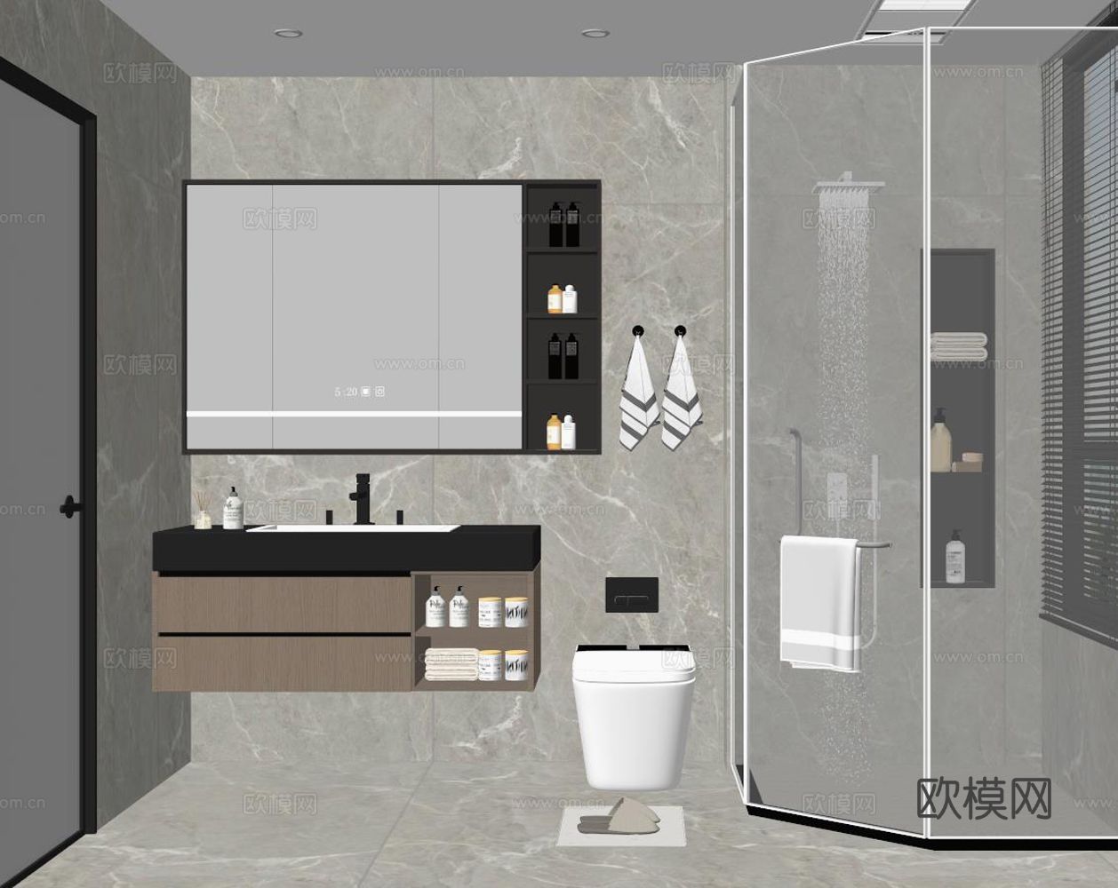 现代卫生间 浴室su模型下载（渲染图1）