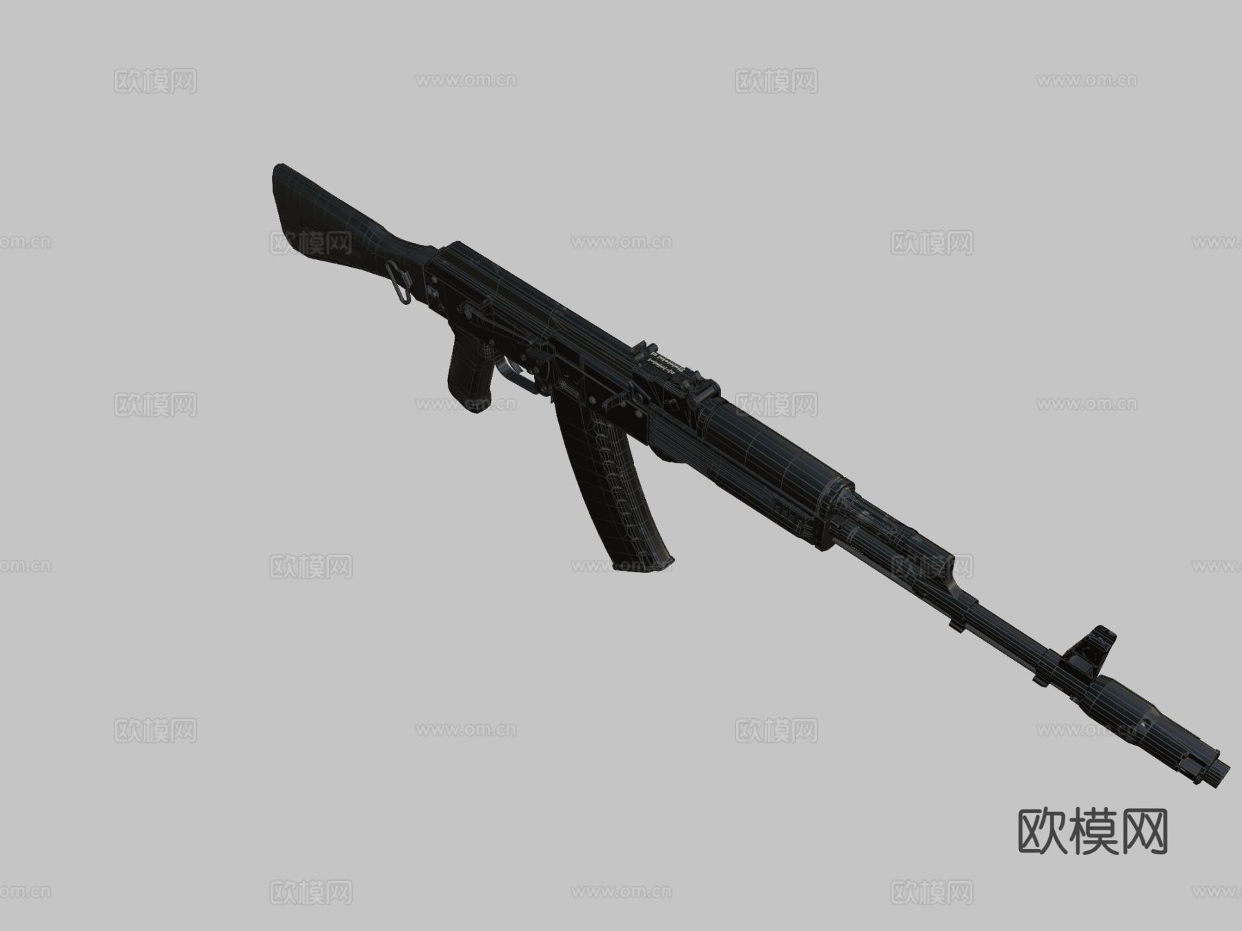 AK 74M步枪 枪支 枪械su模型下载（渲染图1）