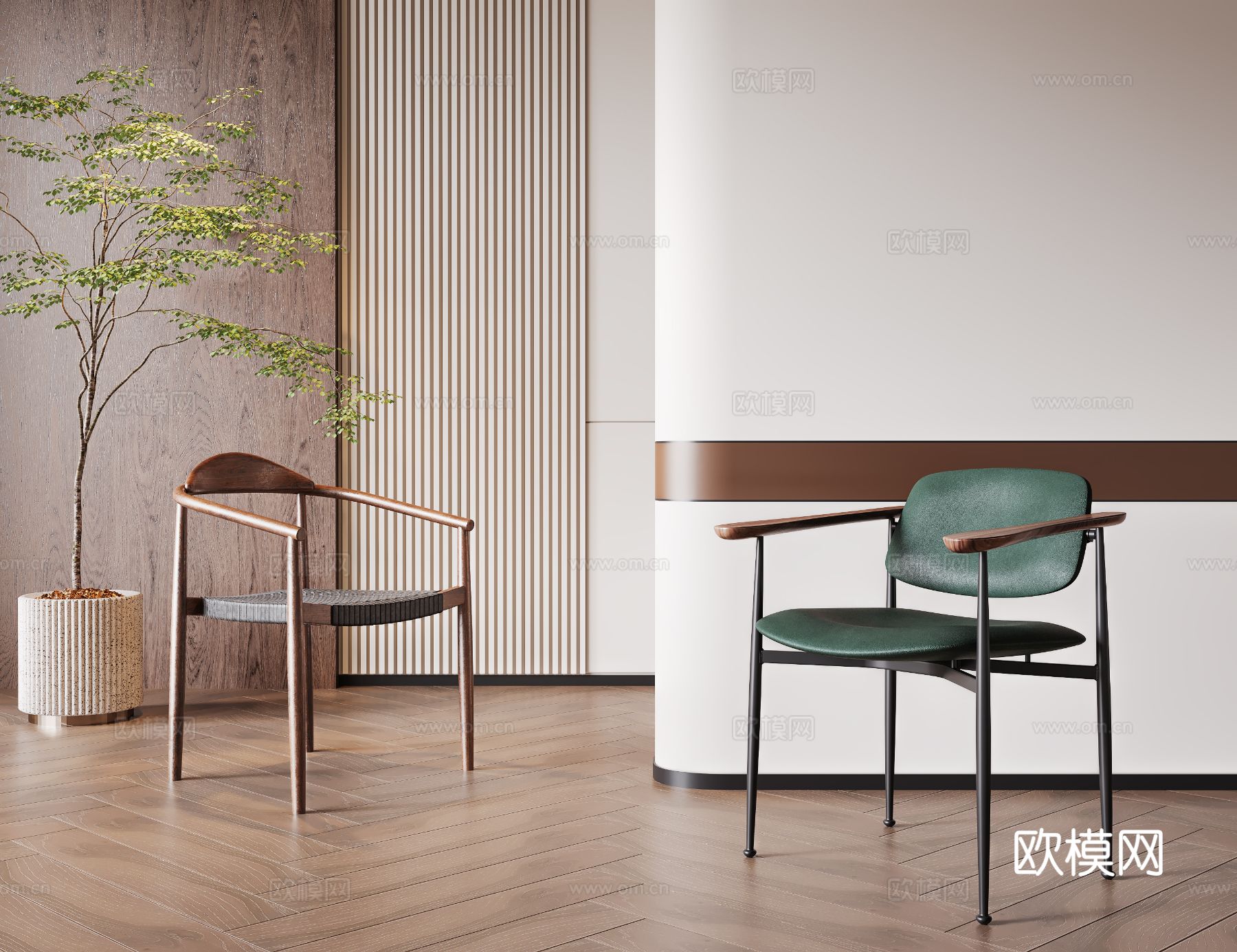 中古风椅子 餐椅su模型下载（渲染图2）