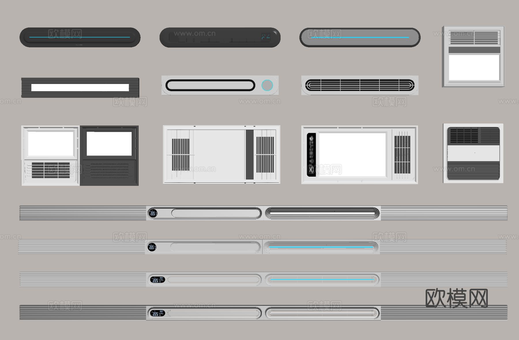 浴霸 风暖机 平板灯 集成浴霸su模型