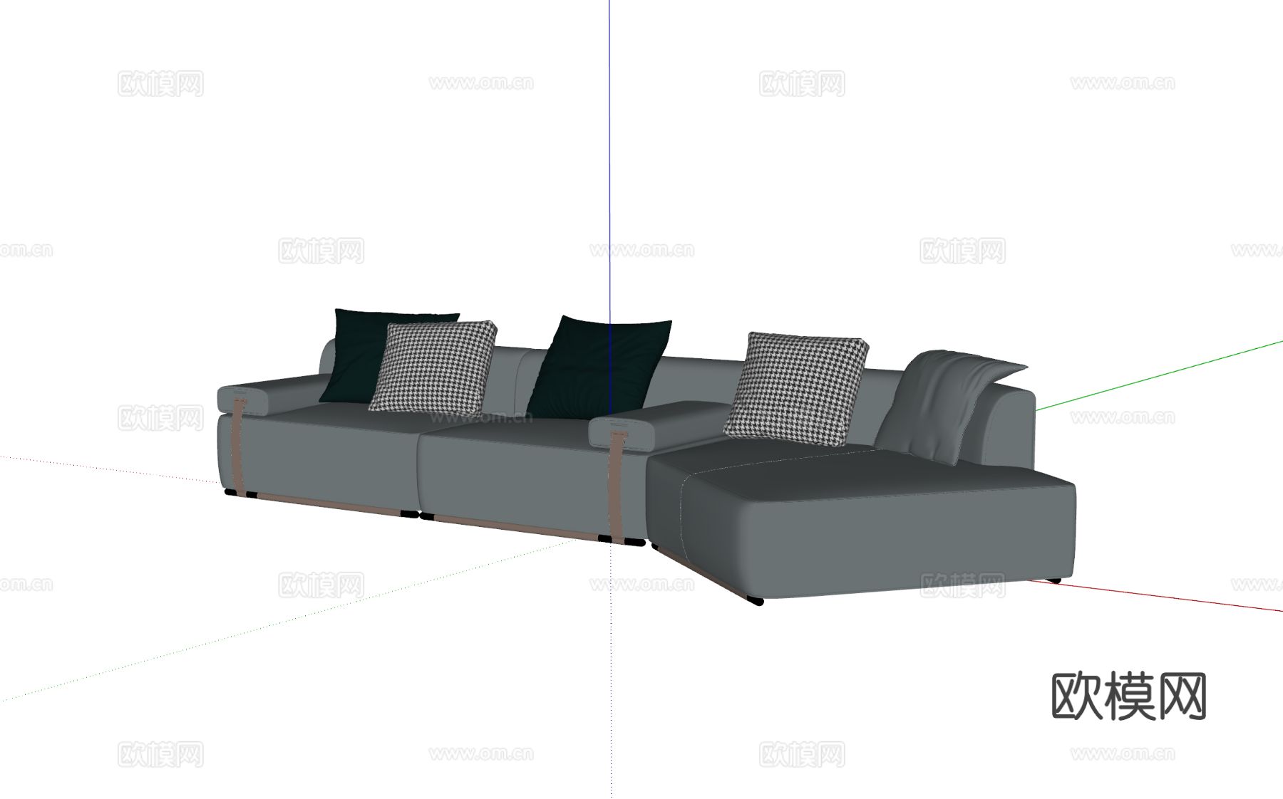 现代多人沙发su模型下载（渲染图1）
