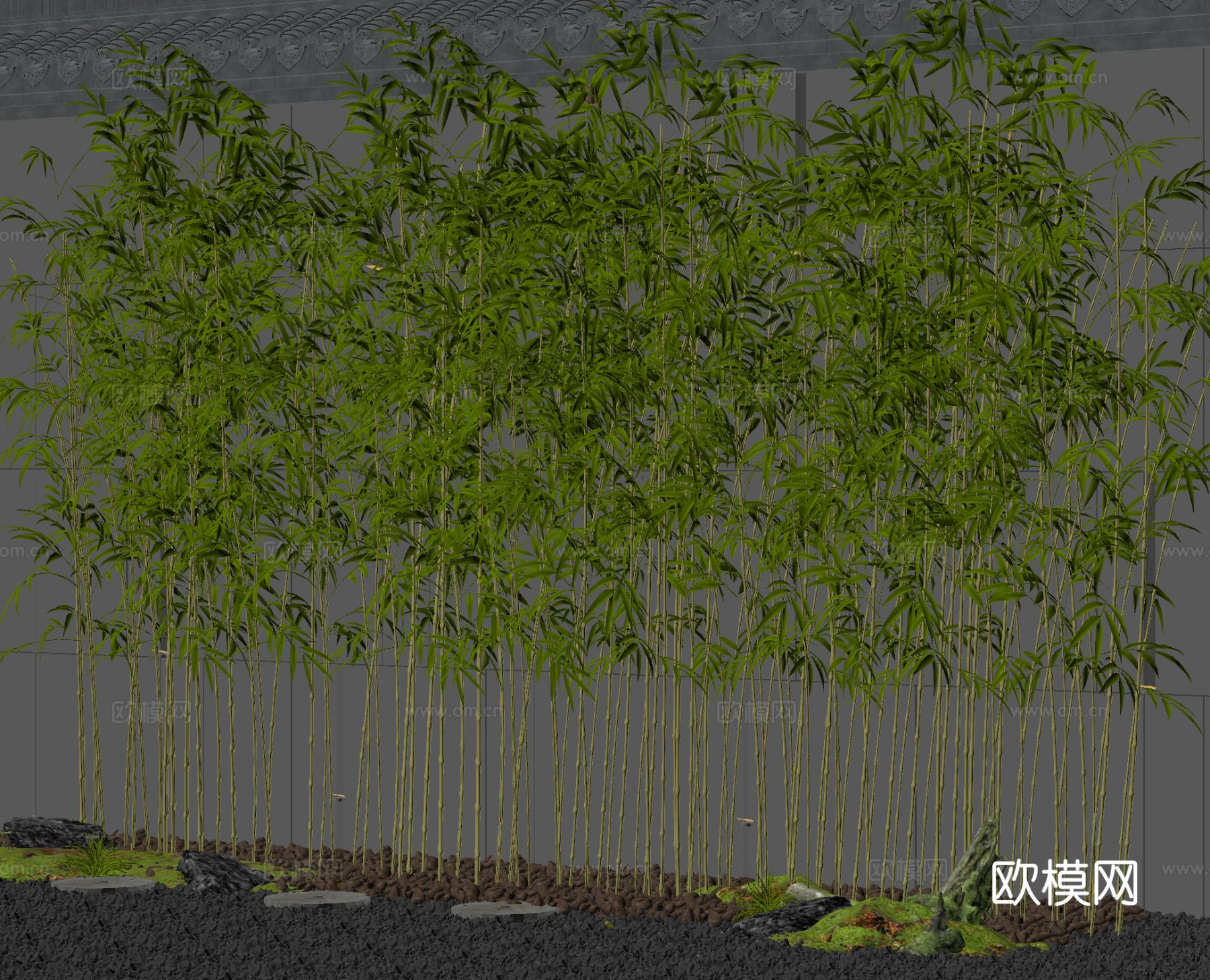 中式竹子 竹林su模型下载（渲染图1）