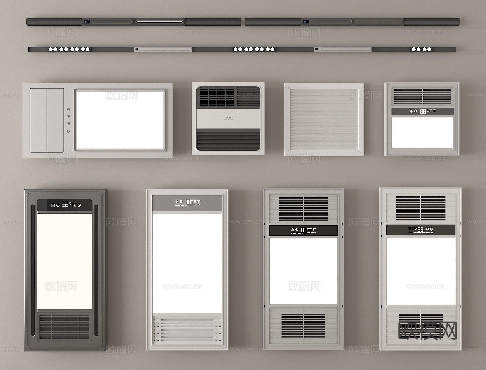 浴霸风暖机 平板灯 排气扇 集成浴霸su模型