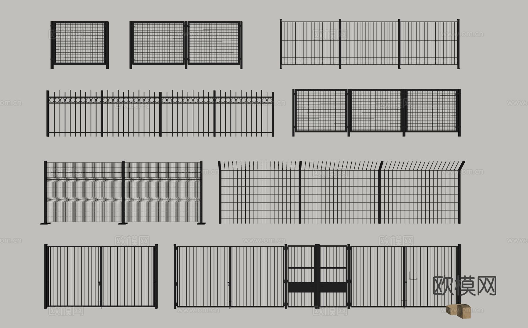 现代铁丝网围栏 护栏 隔离栏su模型