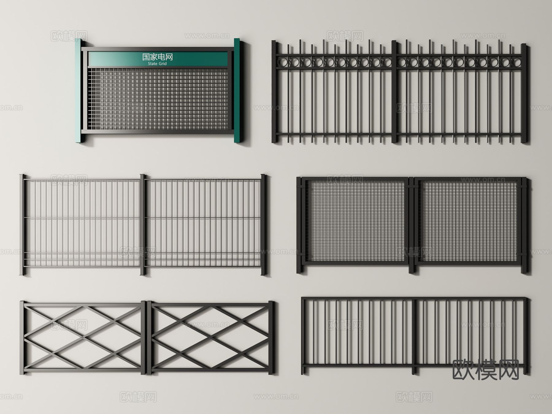 现代铁丝网围栏 护栏隔离栏su模型