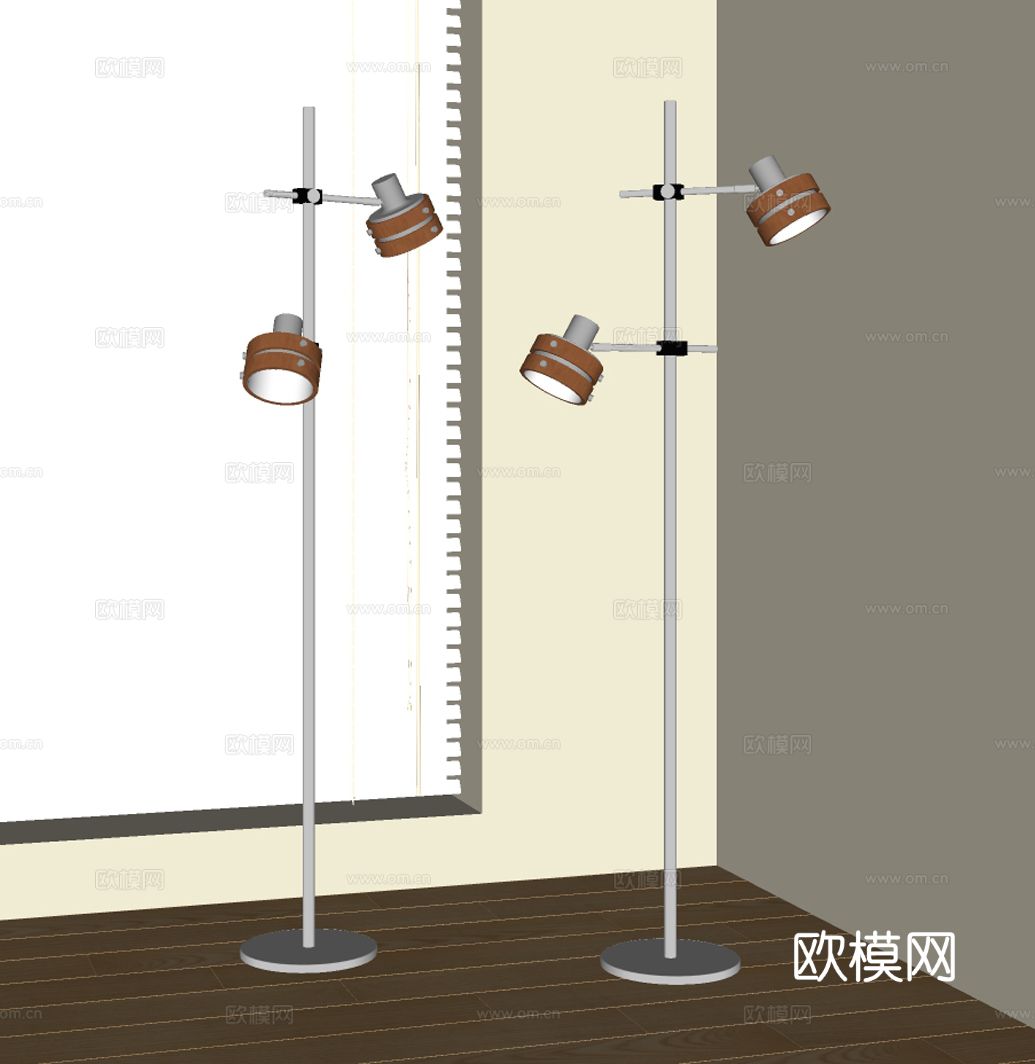 中古风金属落地灯su模型